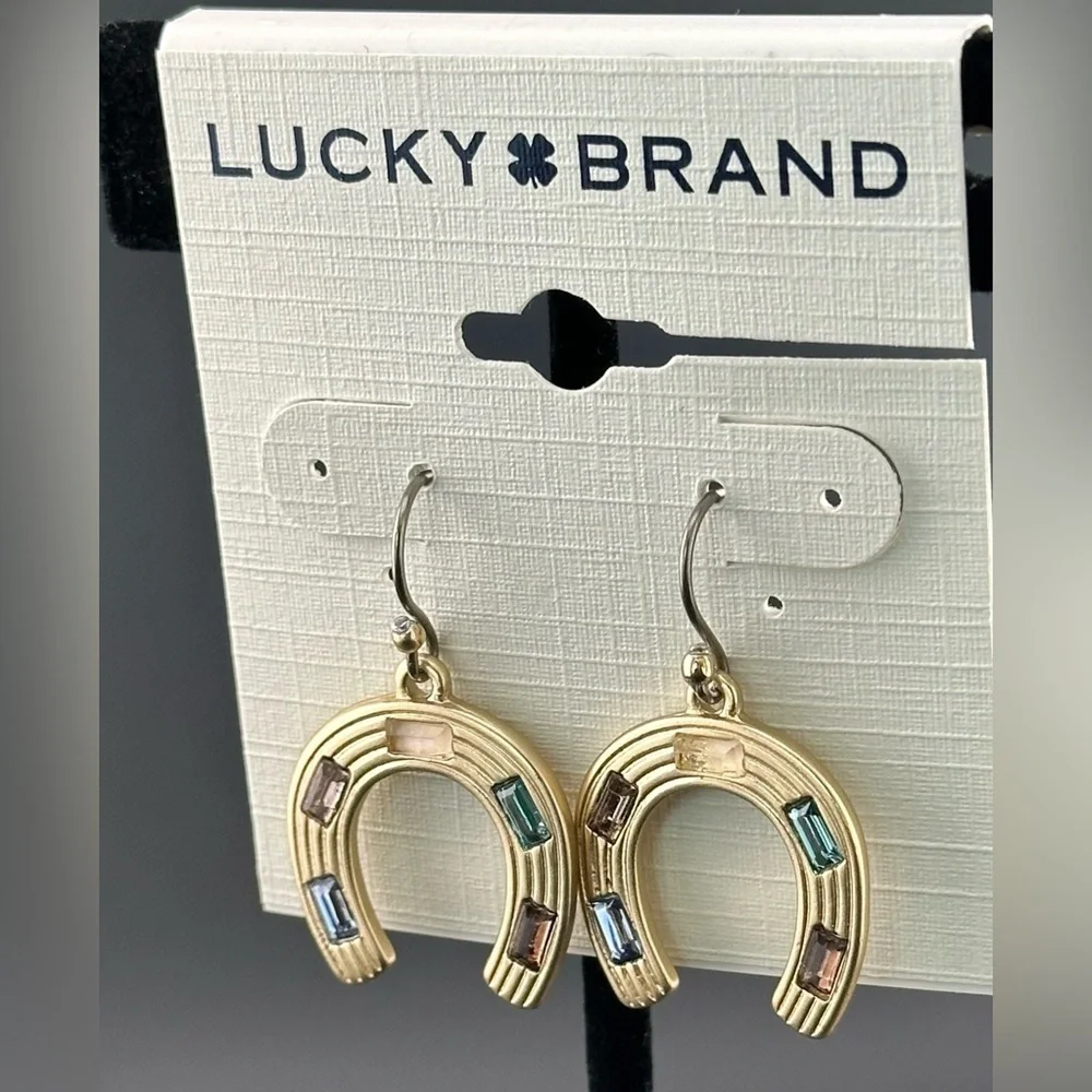 NWT Lucky Brand Gold Horseshoe Drop Earrings